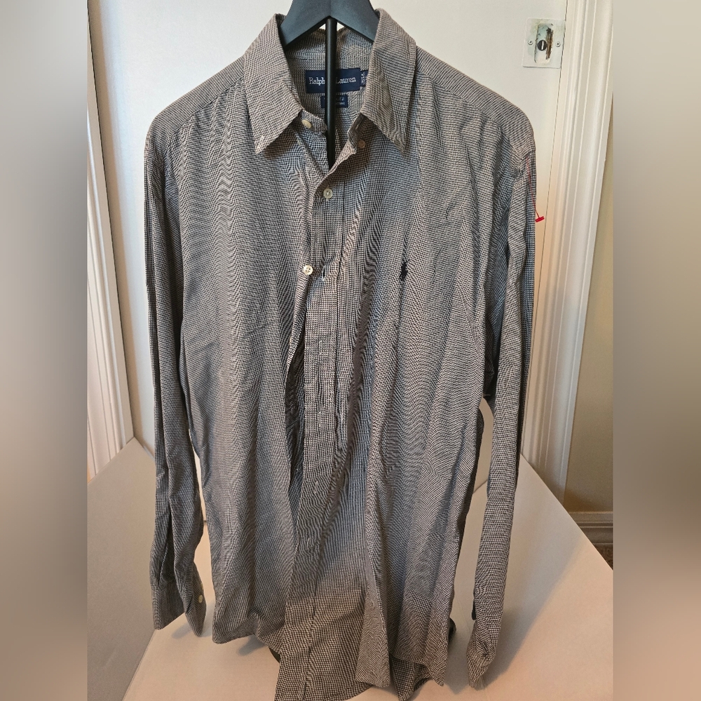 Polo Ralph Lauren "Yarmouth" Oxford Long Sleeve Men’s Dress Shirt Grey 16 34/35
